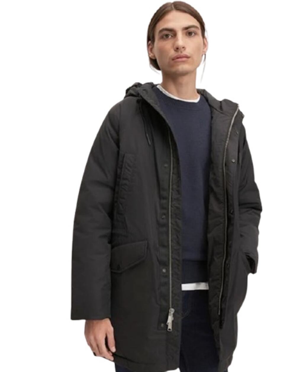 EVERLANE Men's The ReNew Long Parka Jacket Medium Black Hooded NWOT